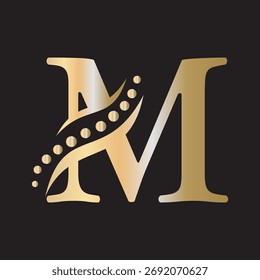 Logotipo inicial de ADN combinado con la letra M Vector Plantilla