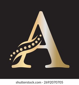 Initial Dna Logo combine with letter A vector template