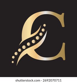 Initial DNA Logo kombinieren mit Buchstabe C Vektorvorlage