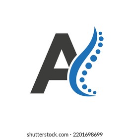 Initial DNA Logo On Letter A Vector Template For Healthcare Sign