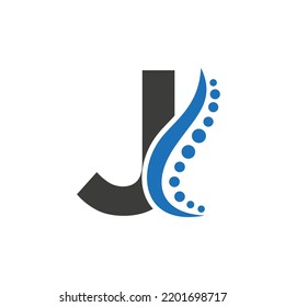 Initial DNA Logo On Letter J Vector Template For Healthcare Sign