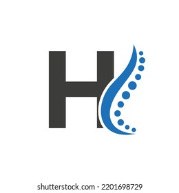 Initial DNA Logo On Letter H Vector Template For Healthcare Sign