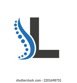 Ursprüngliches DNA-Logo auf Buchstabe L, Vektorvorlage für die Gesundheitskennzeichnung