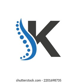 Initial DNA Logo On Letter K Vector Template For Healthcare Sign