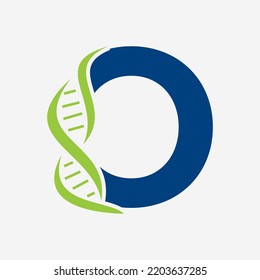 Logo Inicial De ADN En Plantilla De Letra O Vector Para Signo De Salud