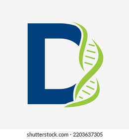 Logo Inicial De ADN En Plantilla De Vector De Letra D Para Señal De Salud