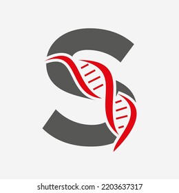 Logo Inicial De ADN En Plantilla De Vector De Letra S Para Señal De Salud