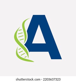 Logo Inicial De ADN En La Letra A Plantilla De Vector Para El Signo De Salud