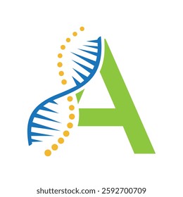 Initial DNA Logo On Letter A Vector Template For Healthcare Sign	