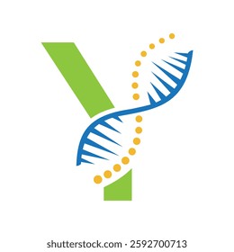 Initial DNA Logo On Letter Y Vector Template For Healthcare Sign	