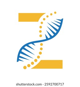 Initial DNA Logo On Letter Z Vector Template For Healthcare Sign	