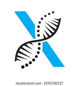 Initial DNA Logo On Letter X Vector Template For Healthcare Sign	