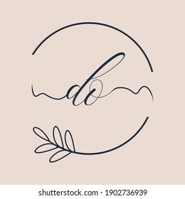 Initial DO logo Handwriting floral and botanical vector
