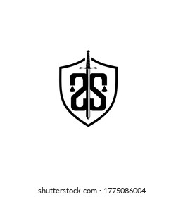 Un logotipo moderno doble S inicial, símbolo de escudo, diseño de ilustración vectorial de la espada.