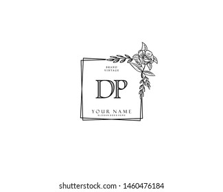 Initial DP beauty monogram and elegant logo design, handwriting logo of initial signature, wedding, fashion, floral and botanical with creative template.
