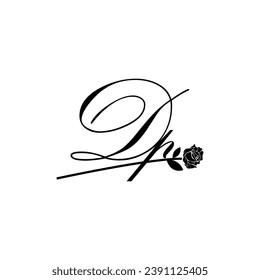 Initial DP handwriting flower typography ornament modern