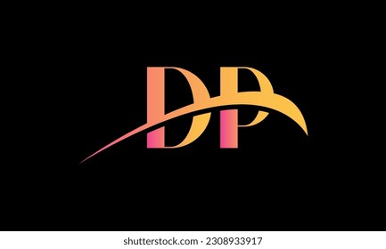 Initial DP letter Logo With Swoosh Design Graphic Vector Template for Business and Company Identity.	