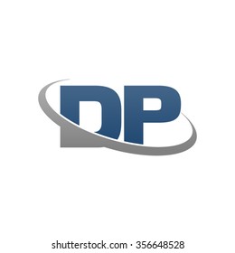 initial DP swoosh ring company logo blue gray