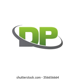 initial DP swoosh ring company logo green gray