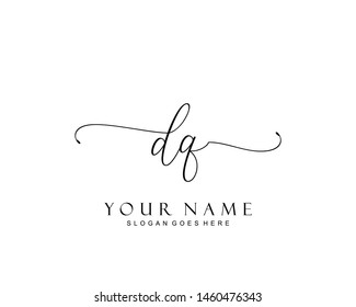 Initial DQ beauty monogram and elegant logo design, handwriting logo of initial signature, wedding, fashion, floral and botanical with creative template.