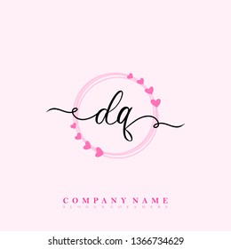 Initial DQ handwriting logo