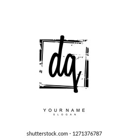 Initial DQ handwriting logo vector