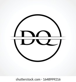 Initial DQ Letter Logo Design Vector Template With Black Color. DQ Logo Design