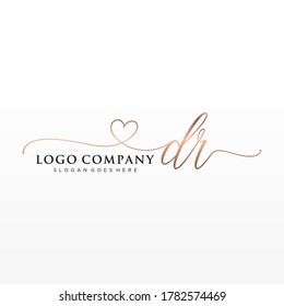 Initial DR beauty monogram and elegant logo design, handwriting logo of initial signature, wedding, fashion, floral and botanical with creative template.	
