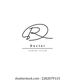 Initial DR or RD elegant logo cursive lettering stylish vector illustration