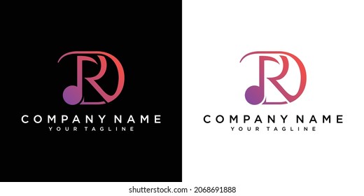 Initial DR or RD letter with music vector logo. Vector Illustration