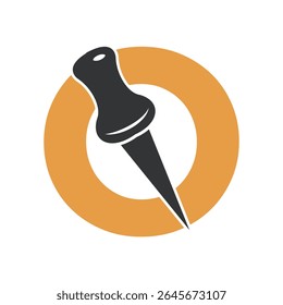 Initial Drawing Pin Logo combine with letter O vector template