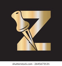 Initial Drawing Pin Logo combine with letter Z vector template