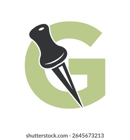 Initial Drawing Pin Logo combine with letter G vector template
