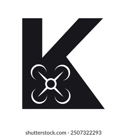 Initial drone Logo combine with letter K vector template