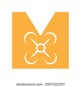 Initial drone Logo combine with letter M vector template