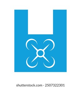 Initial Drohne Logo kombinieren mit Buchstabe H Vektor Vorlage