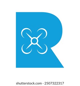 Initial drone Logo combine with letter R vector template