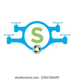 Initial Drone Logo Combine With Letter S Vector Template