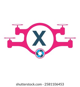 Initial Drone Logo Combine With Letter X Vector Template