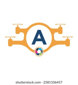 Initial Drone Logo Combine With Letter A Vector Template