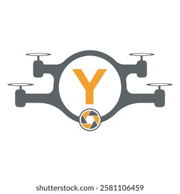 Initial Drone Logo Combine With Letter Y Vector Template