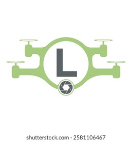 Initial Drone Logo Combine With Letter L Vector Template