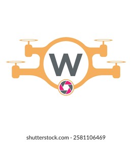 Initial Drone Logo Combine With Letter W Vector Template