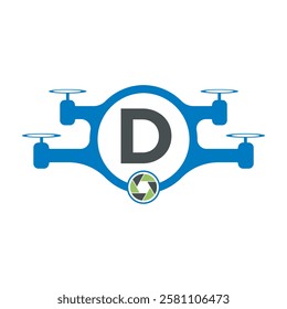 Initial Drone Logo Combine With Letter D Vector Template