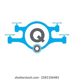 Initial Drone Logo Combine With Letter W Vector Template