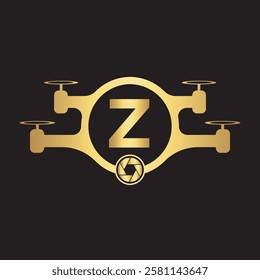 Initial Drone Logo Combine With Letter Z Vector Template