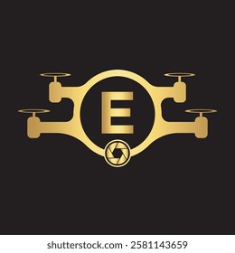 Initial Drone Logo Combine With Letter E Vector Template