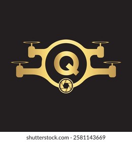 Initial Drone Logo Combine With Letter Q Vector Template