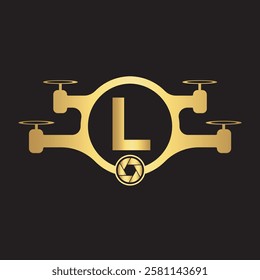 Initial Drone Logo Combine With Letter L Vector Template