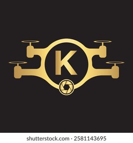 Initial Drone Logo Combine With Letter K Vector Template